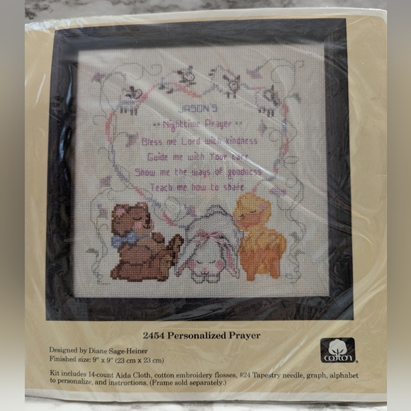Vintage Cross Stitch Personalized Nighttime Prayer from The Creative Circle 2454 - Picture 2 of 4